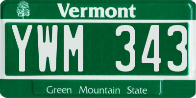 VT license plate YWM343