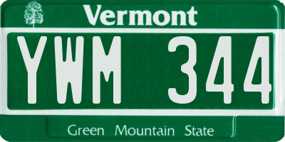 VT license plate YWM344