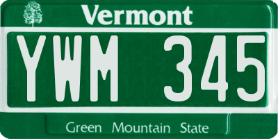 VT license plate YWM345