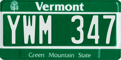 VT license plate YWM347