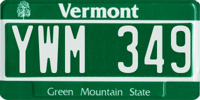 VT license plate YWM349