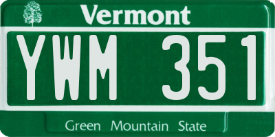 VT license plate YWM351