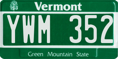 VT license plate YWM352