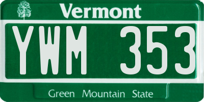 VT license plate YWM353