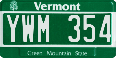 VT license plate YWM354