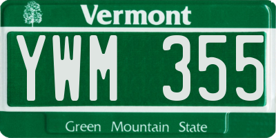 VT license plate YWM355