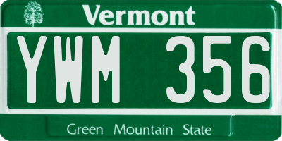 VT license plate YWM356