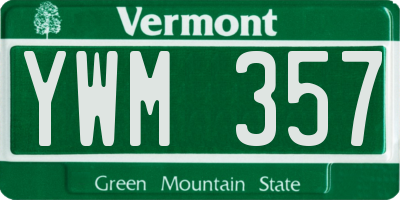 VT license plate YWM357