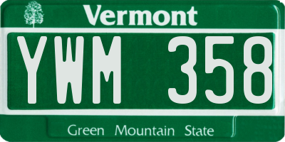 VT license plate YWM358