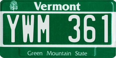VT license plate YWM361