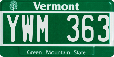 VT license plate YWM363