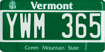 VT license plate YWM365