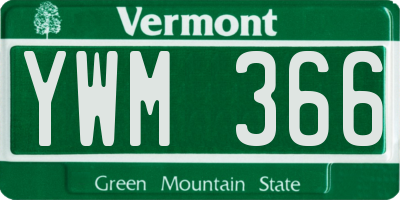 VT license plate YWM366