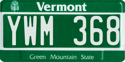 VT license plate YWM368