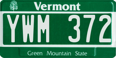 VT license plate YWM372