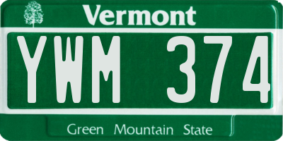VT license plate YWM374