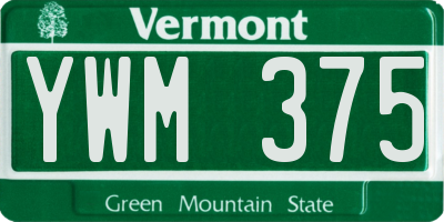 VT license plate YWM375