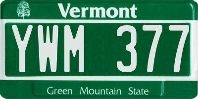 VT license plate YWM377