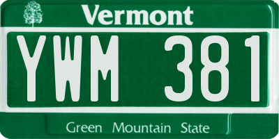 VT license plate YWM381