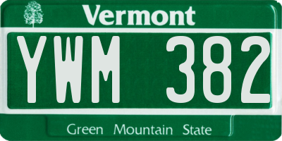 VT license plate YWM382