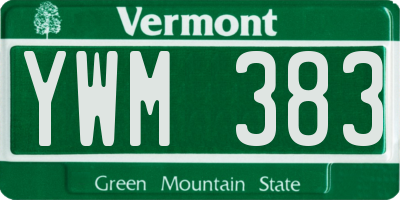 VT license plate YWM383