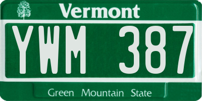 VT license plate YWM387