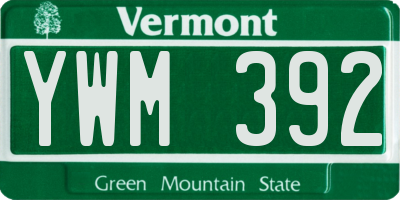 VT license plate YWM392