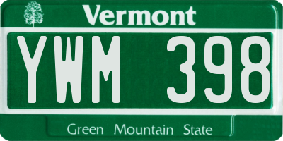 VT license plate YWM398