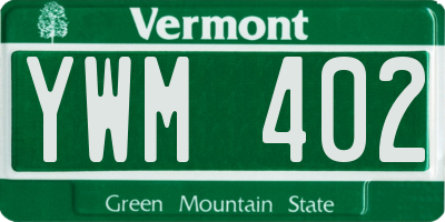 VT license plate YWM402