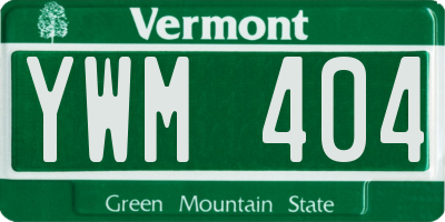 VT license plate YWM404