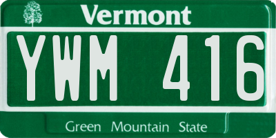 VT license plate YWM416