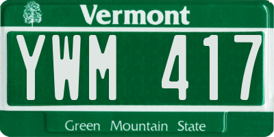 VT license plate YWM417