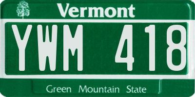 VT license plate YWM418
