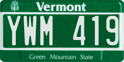 VT license plate YWM419