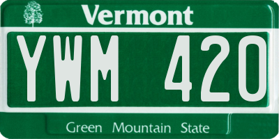 VT license plate YWM420