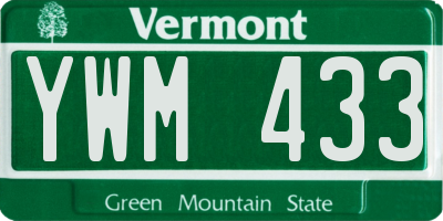 VT license plate YWM433