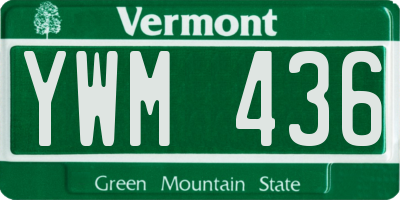 VT license plate YWM436