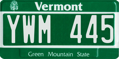 VT license plate YWM445