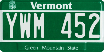VT license plate YWM452