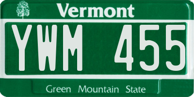 VT license plate YWM455