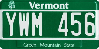 VT license plate YWM456