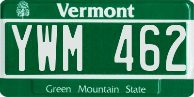 VT license plate YWM462