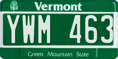 VT license plate YWM463