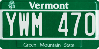 VT license plate YWM470