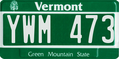 VT license plate YWM473