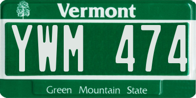VT license plate YWM474