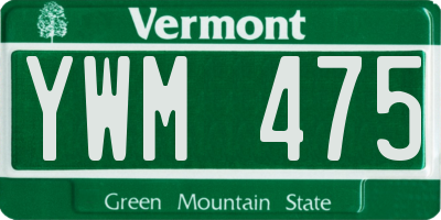 VT license plate YWM475