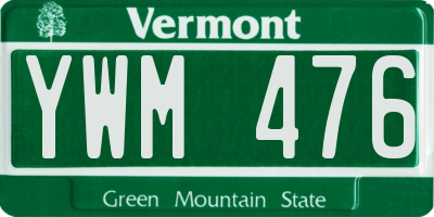 VT license plate YWM476