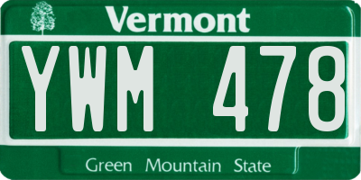 VT license plate YWM478