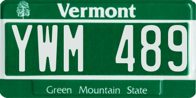 VT license plate YWM489